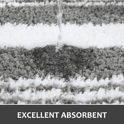 Miniatura 3 de LOCHAS Alfombras largas de baño, alfombra de baño grande de 24 x 60 pulgadas, antideslizante, absorbente, lavable, alfombra de baño de microfibra