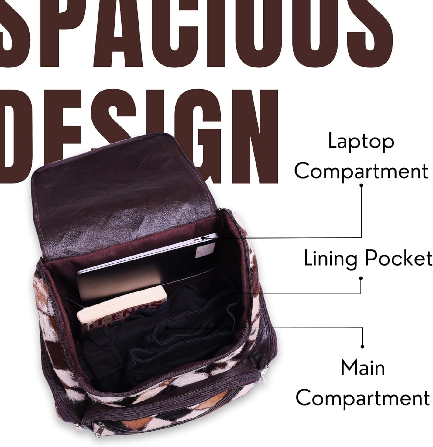 CHAYEL Womens Cowhide Bagpack Casual Diaper Bag Daypack Travel Bag Patchwork Brown Backpack Weekender Shoulder Bag, Standard