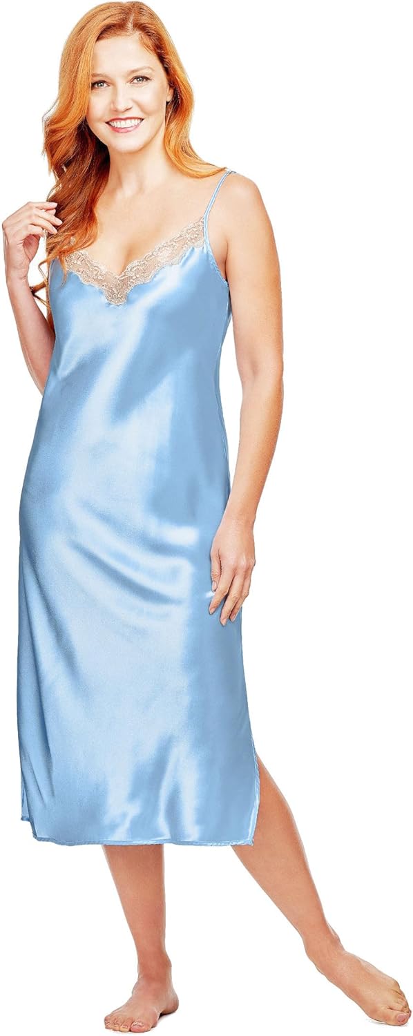 Shadowline Women's Nightgown Slip Silky Satin Ballet Length Gown 4502