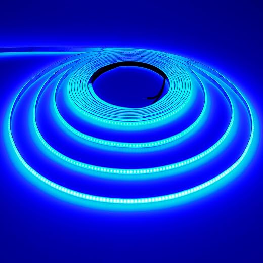 TOPAI 12 V COB LED Strip Extra Thin 5 mm Width, 5 m Blue LED Strip, 400LEDs/M CRI>90 Flexible Sticker IP20 Non-Waterproof ...