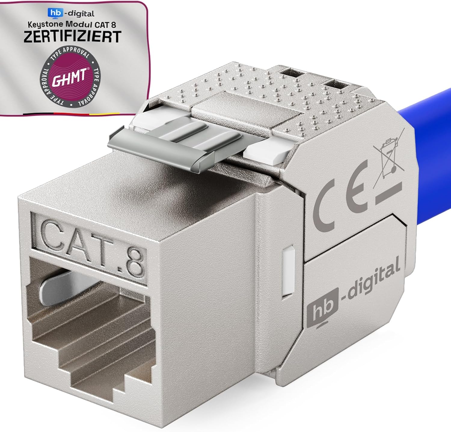 HB-DIGITAL 1 x модульный разъем CAT 8 Keystone RJ45 для жесткого кабеля LAN - сертифицирован GHMT - 40 Гбит/с AWG 22-26, LSA без и