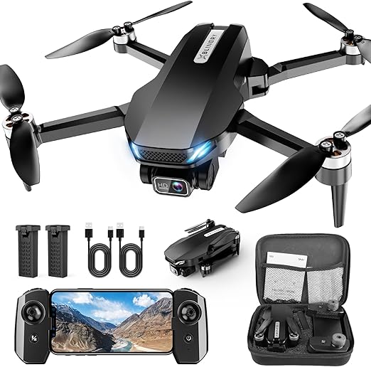 Drone with Camera, 2K HD FPV Drone with Brushless Motor, Altitude Hold, Gesture Selfie, One Key Take Off/Landing, 3D Flips, Waypoint Fly, 2 Batteries, Foldable Mini Drones for Kids and Beginners