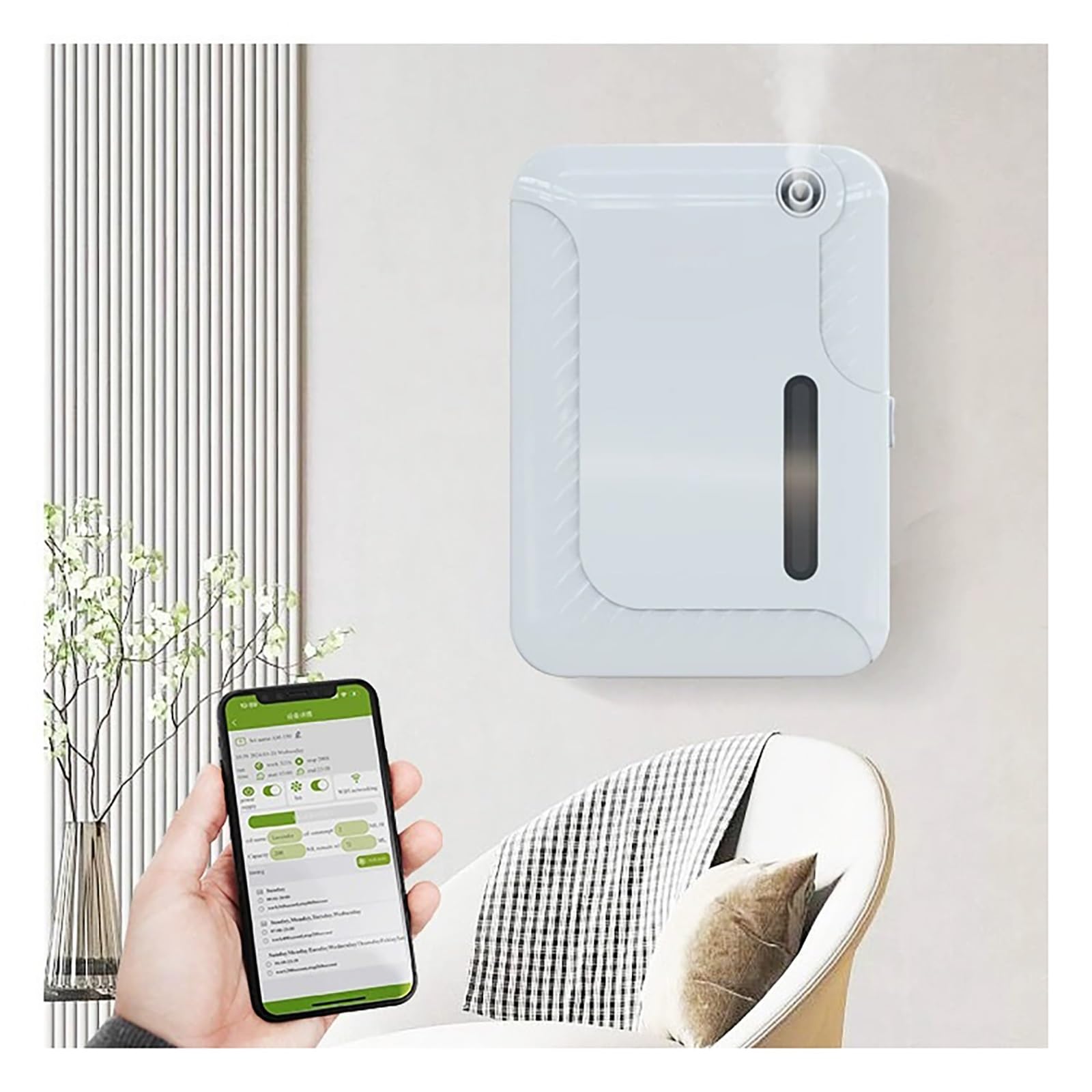 Difusor Aroma con Bluetooth For Hotel, Máquina Aromaterapia Comercial, Montado En La Pared, Control Inalámbrico por Aplicación, Temporizador Automático For Vestíbulo(Black)