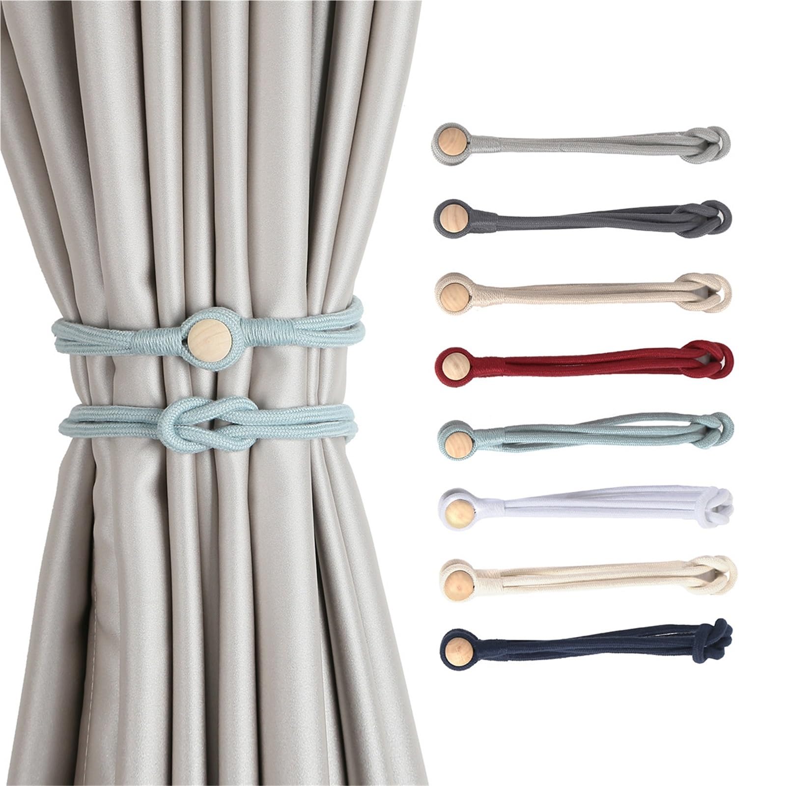 Embrasses de Rideaux magnétiques en Coton tissé à la Main, 4 pièces, Support, Boucle Corde, Accessoires décoration for Maison pour Maison(Pink)