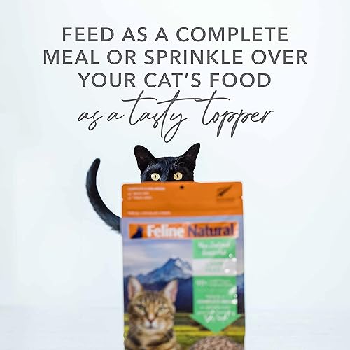 Vista 6 de Alimento para gatos seco de alta proteína Feline Natural, dieta liofilizada con 98% de carne, órganos y mariscos, sin guisantes, granos o aditivos