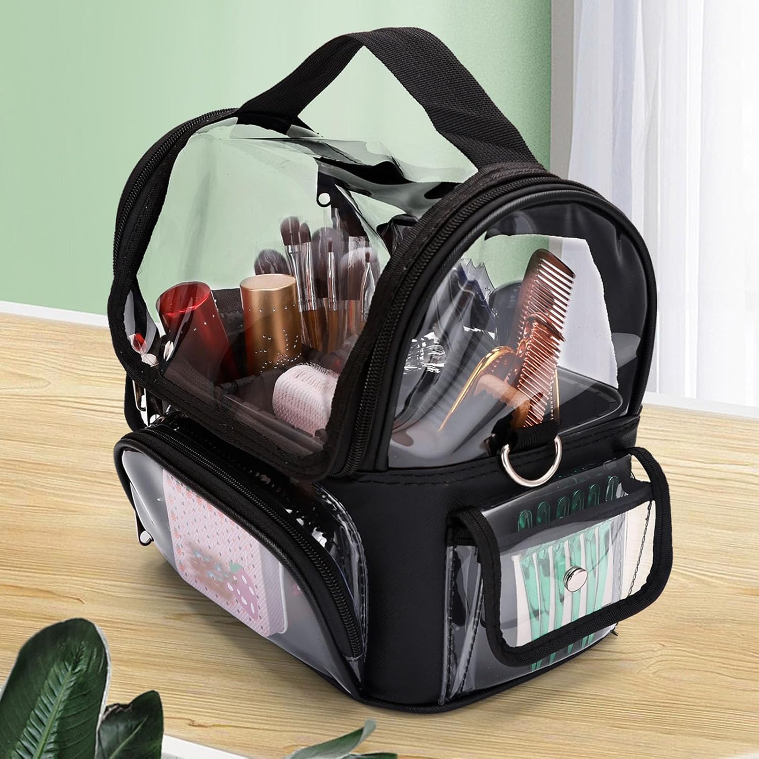 Large Capacity Hairdressing Tool Storage Bag, Professional Visible Storage Bag for Hair Stylists, Cosmetics Beauty Hairdressing Styling Bag with Multiple Pockets for Barber