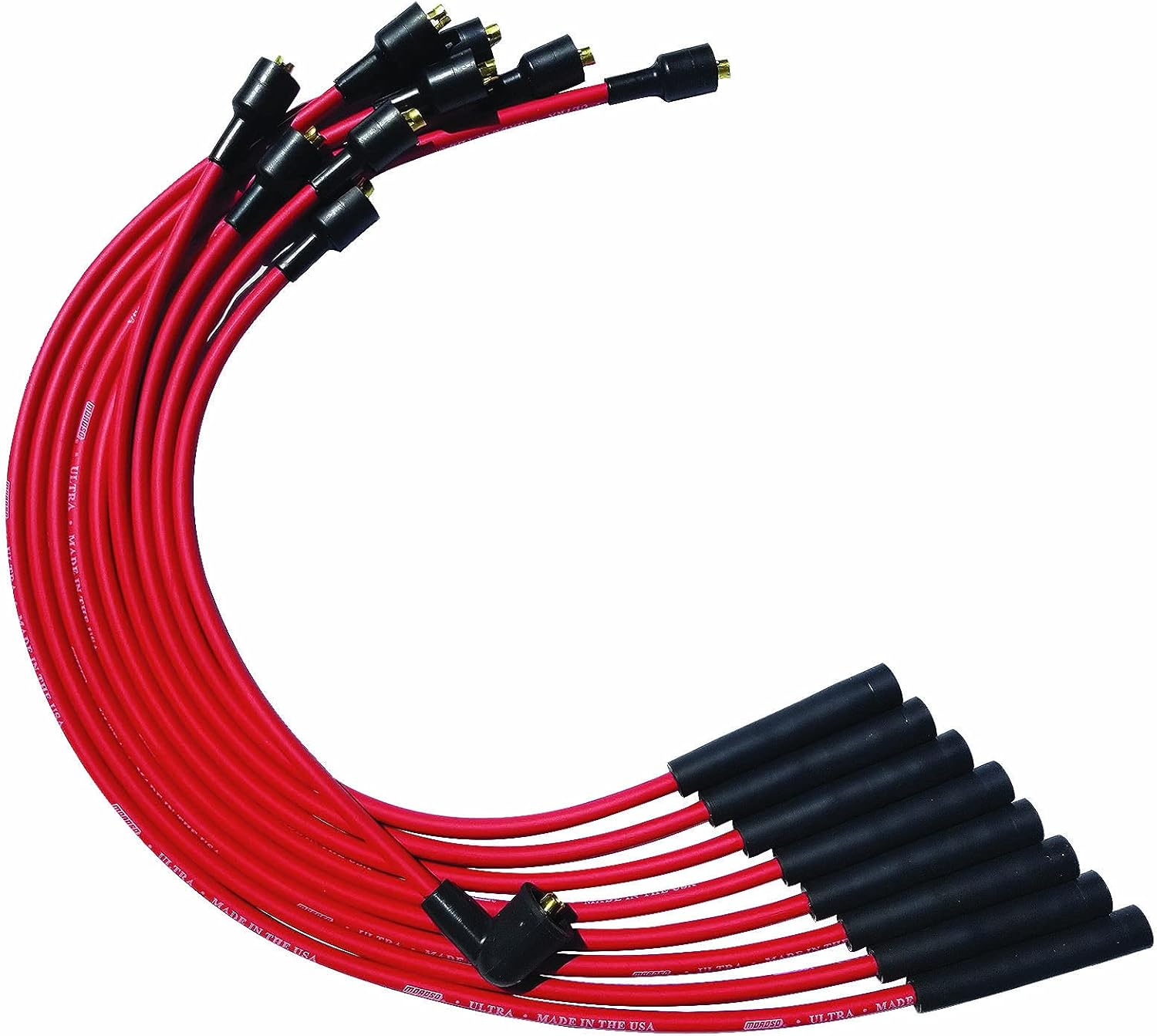 Moroso 52056 Ultra Series Red Spark Plug Wires, Mopar Chrysler Early 273/318/340/360, Straight Plug Ends, Straight Distributor Ends