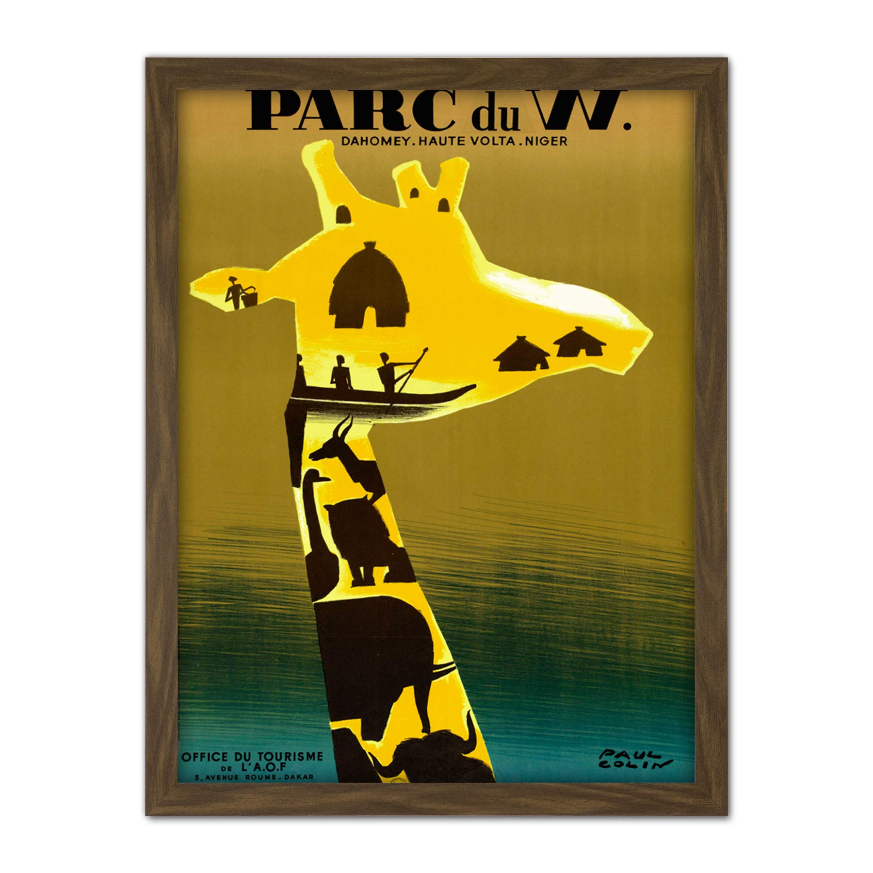 Colin Dahomey Park Nature Reserve Giraffe Advert Large Framed Art Print Poster Wall Decor 18x24 in
