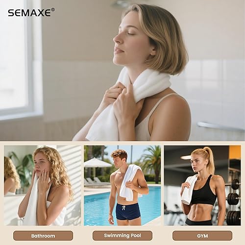 Vista 428 de SEMAXE - Juego de toallas de baño grises, 2 toallas de baño, 2 toallas de mano, 4 toallas faciales, toalla 100% algodón para baño, toalla suave