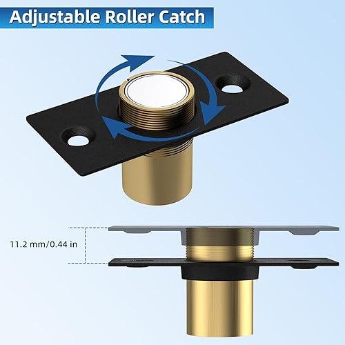 Miniatura 4 de Jiayi - Juego de 2 bolas magnéticas para puerta, cierre magnético, accesorios de repuesto para puerta con rodillo negro, cierre de puerta superior