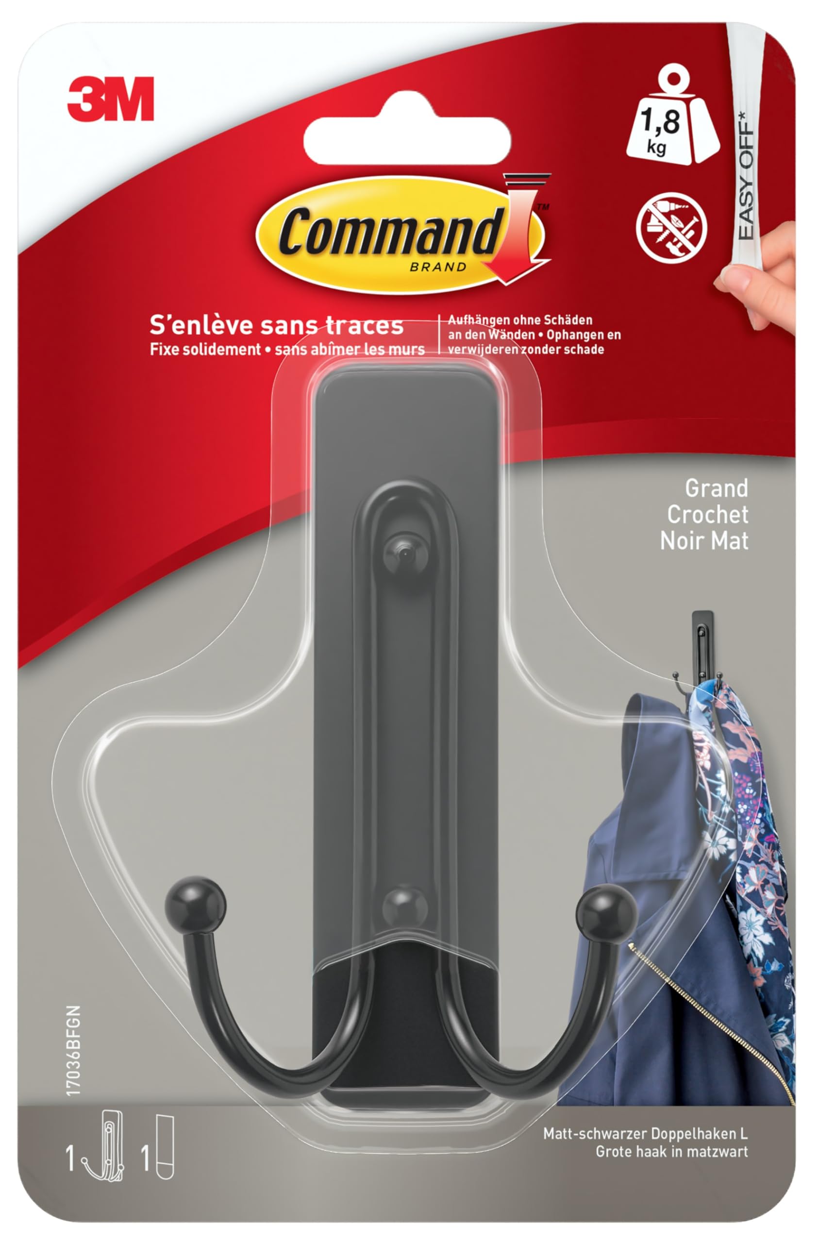 3M Command Doppelhaken selbstklebend – Matt Schwarz