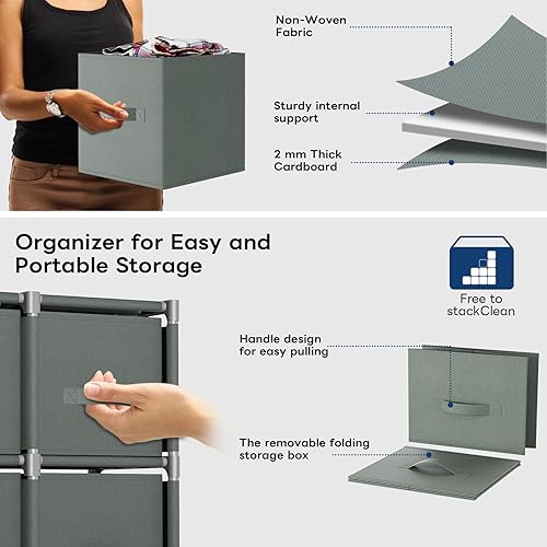Miniatura 3 de Mavivegue Organizador de almacenamiento de 6 cubos, organizadores de armario y almacenamiento, estante de almacenamiento de cubos, fácil de montar