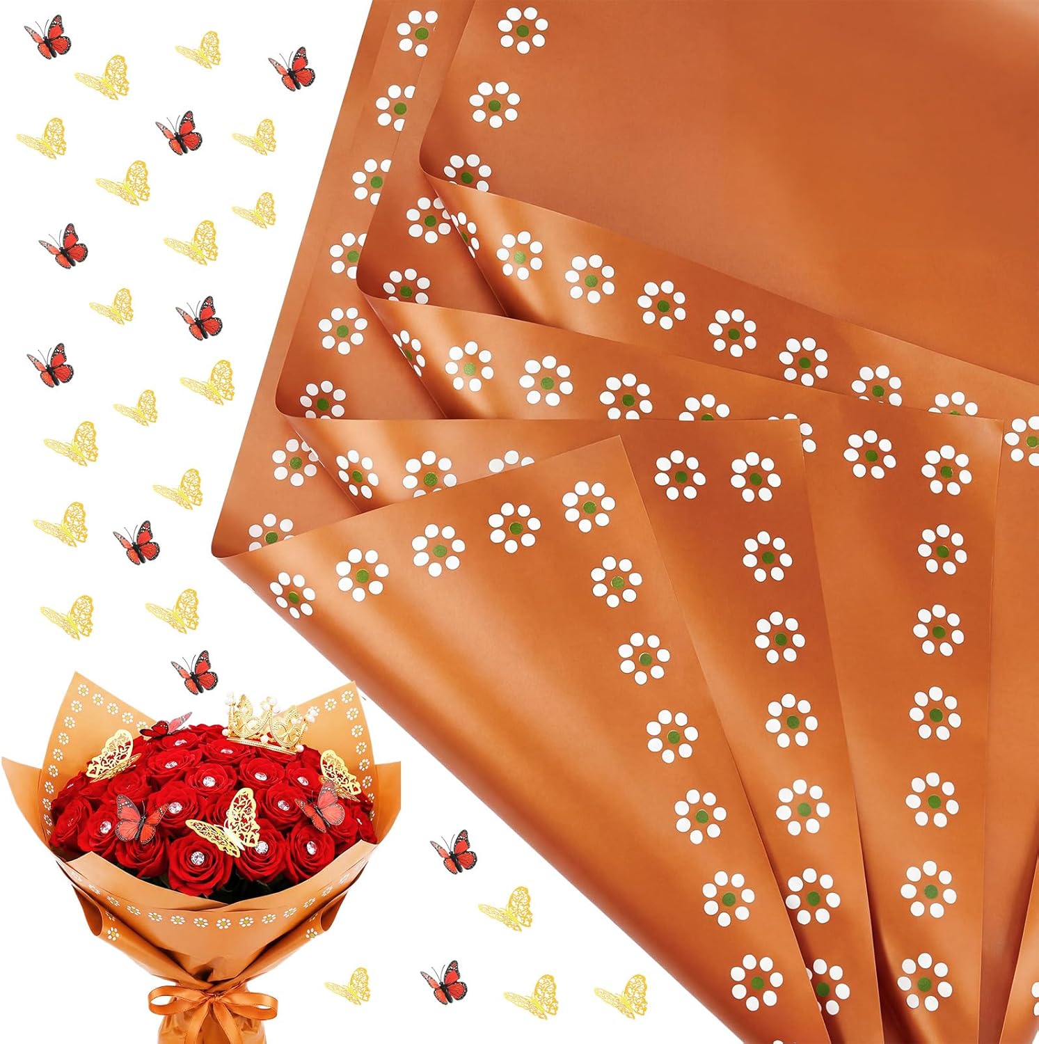 Sosation 40 Sheet Mexican Mother's Day Flower Bouquet Kit Accessories Hispanic Dia De Las Madres Gifts, 219 Pcs Cielito Lindo Decoration Waterproof Flower Wrapping Paper for Mother's Day Mom Gift