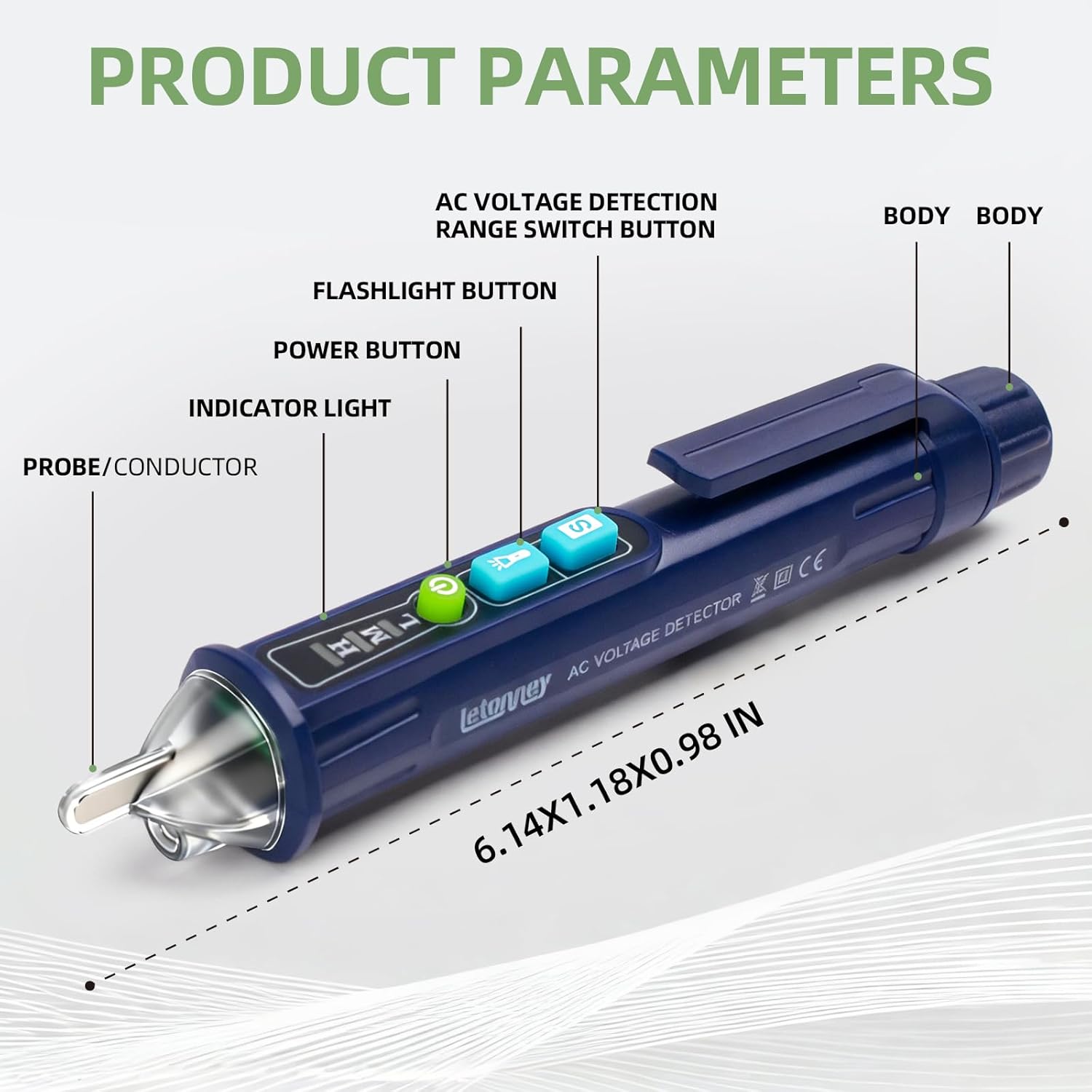 Voltage Tester, Non Contact AC Voltage Tester Pen, Wire Breakpoint Finder, Dual Range 12V-1000V/48V-1000V, Buzzer Flashing LED Alarm, Flashlight (Blue)