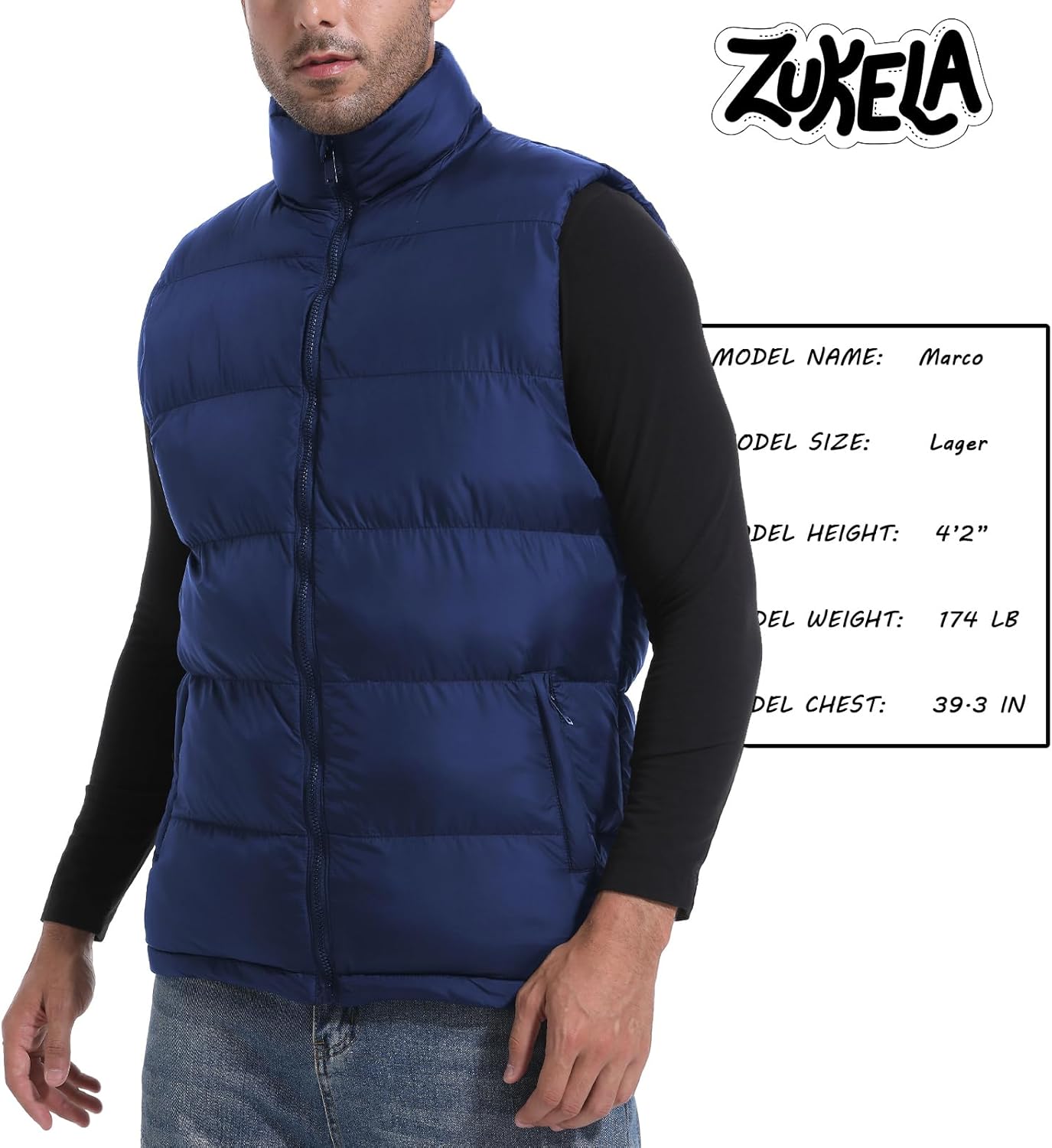 Men's Quilted Puffer Vest Midweight Water-Resistant Warm Big and Tall Classic Outerwear M to 3XL - Image 2