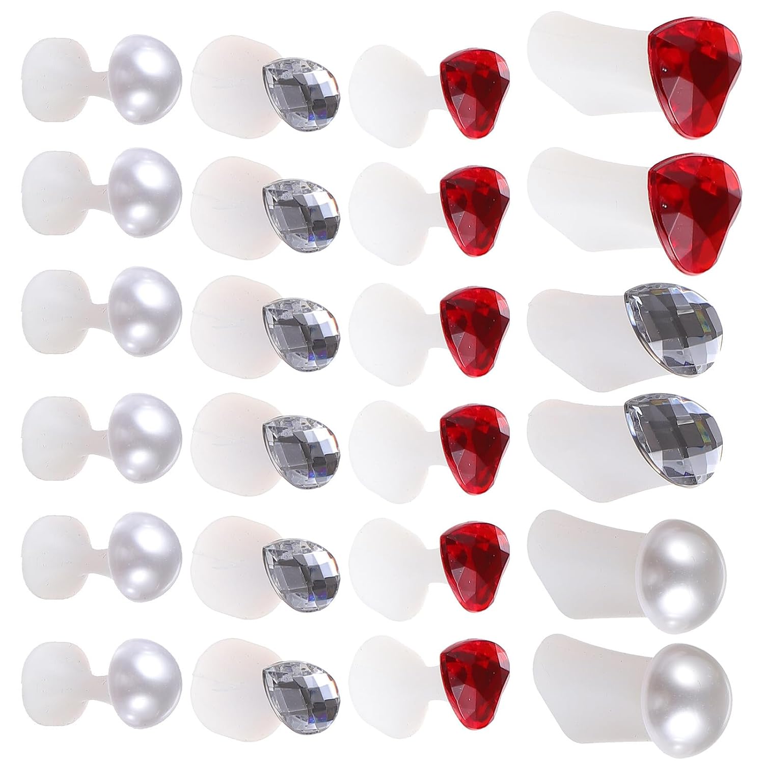 Silicone Toe Separators with Rhinestone Pearls Nail Art Pedicure Toe Dividers Soft Protectors for Foot Care and Polish Application