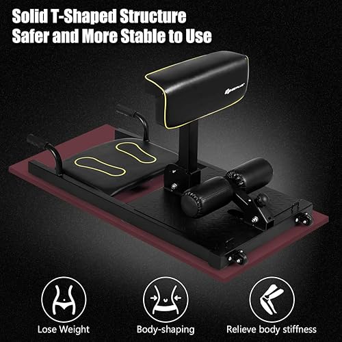 Miniatura 8 de Goplus Máquina de sentadillas profundas, 8 en 1 Sissy Squat Fitness Equipo funcional de entrenamiento de entrenamiento para sentarse y empujar hacia