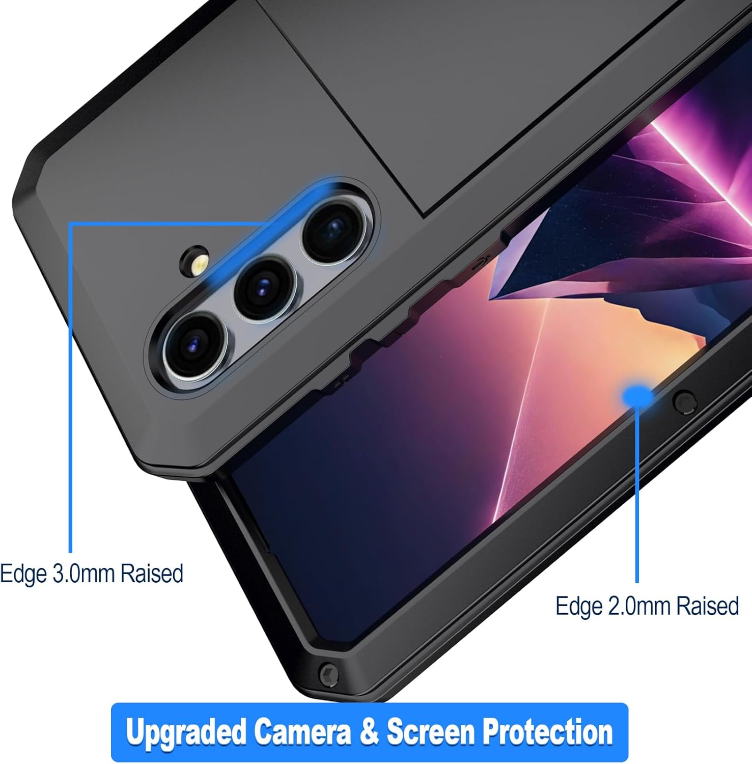 for Galaxy S24 Case,Full Body Protective Cover Heavy Duty Shockproof Tough Armour Aluminum Alloy Metal Case with Silicone Built-in Screen Protector for Samsung Galaxy S24 6.1" - Black