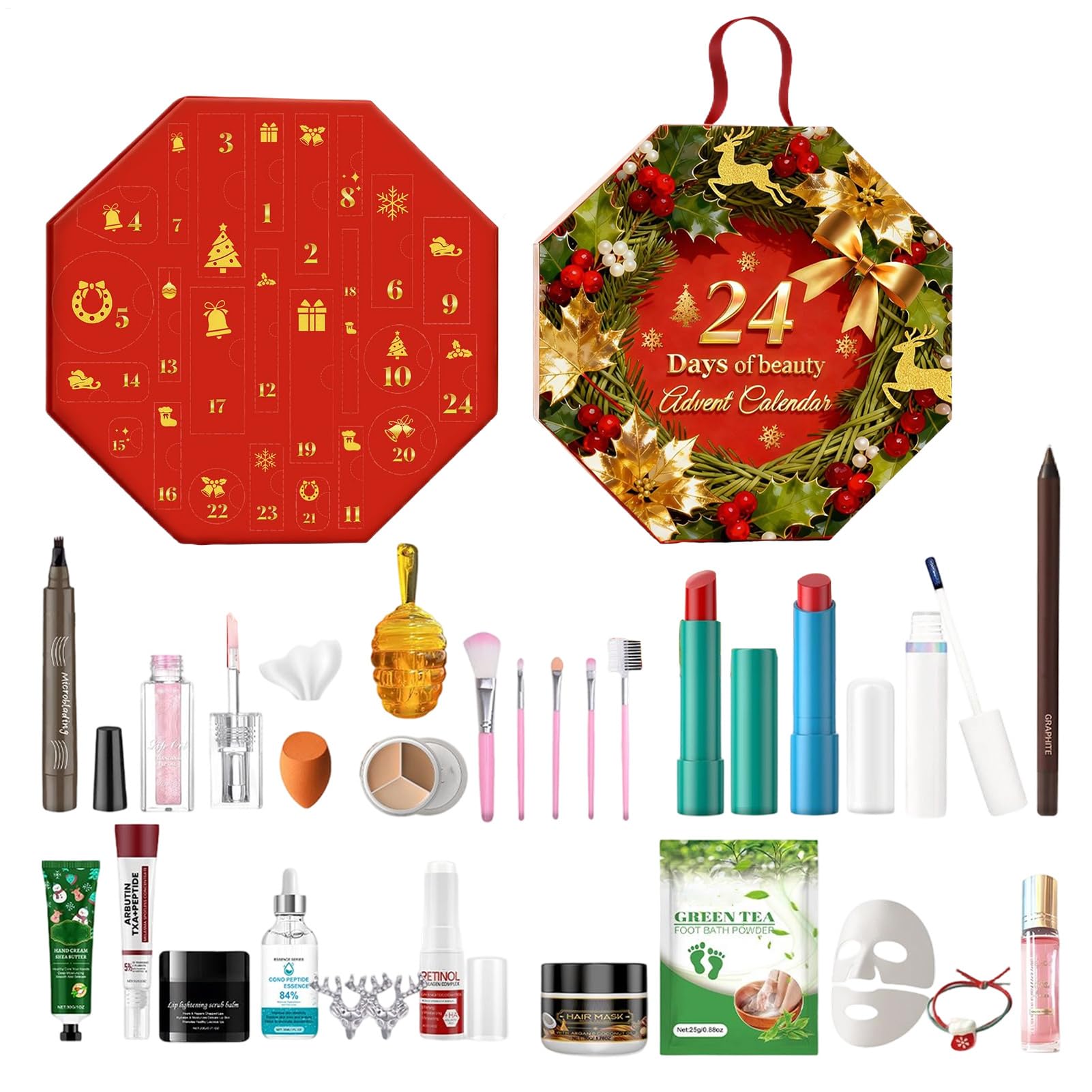 Adviento De Maquillaje Set De Maquillaje Y Cuidado De La Piel De Navidad De | Calendario De Adviento Cosmético Para Chicas Navideño Para Amantes Familia Amigos Madre Esposa Hija Novia