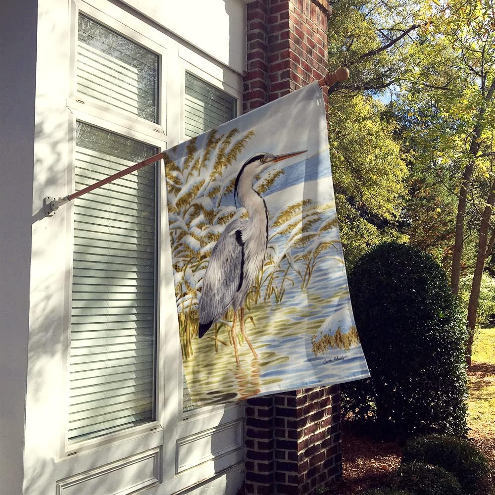 Caroline's Treasures ASA2058CHF Blue Heron in The Water House Flag Large Porch Sleeve Pole Decorative Outside Yard Banner Artwork Wall Hanging, Polyester, House Size, Multicolor