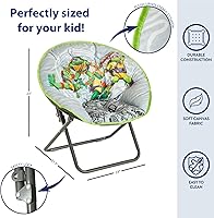 Vista 3 de Nickelodeon Teenage Mutant Ninja Turtles Silla Platillo, Silla Plegable para Niños de 23" con Marco de Metal, Diseño Mutant Mayhem, Edades 3+