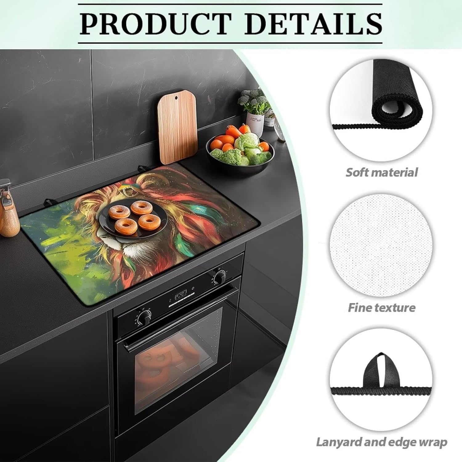 Stove Top Covers For Electric Stove Rasta Lion Electric Stove Insulation Pad Heat Resistant Cooktop Cover 29 X 21 IN Mother's Day Gifts (Green)
