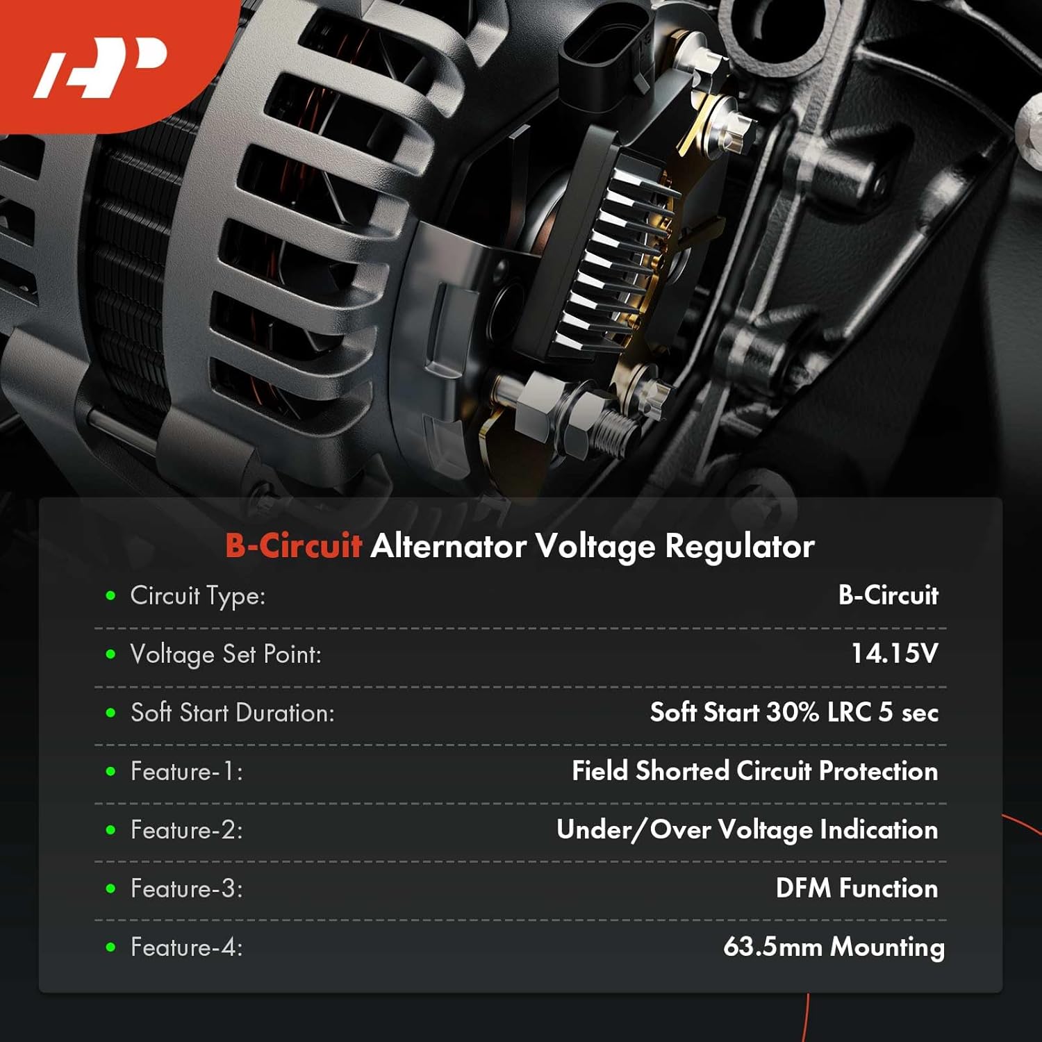 A-Premium Alternator Voltage Regulator Compatible with Toyota Tacoma 2005-2016 2.7L, Yaris 2006-2015 1.5L, 14.15V B-Circuit 14.15 Vset