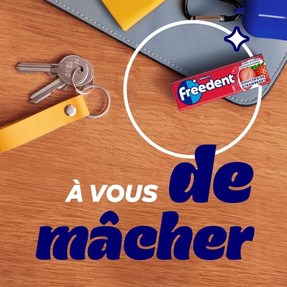 FREEDENT Chewing Gum Sans Sucre Fraise 30 Paquets 300 Dragées 420g