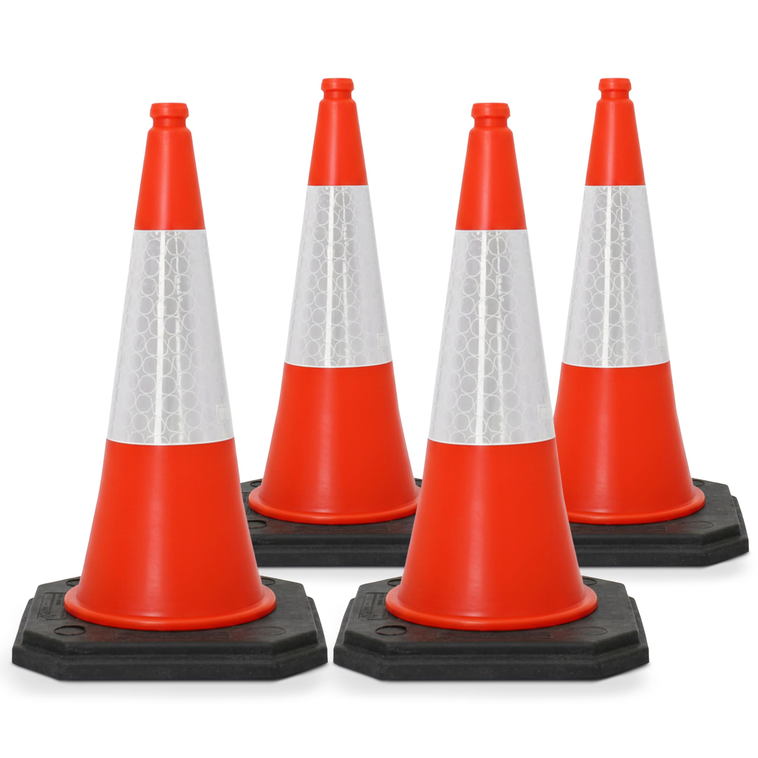 Street Solutions UK Orange Traffic Cones 750mm Pack of 4 - Heavy Duty Road Cones Large, Wind Resistant High Reflectivity No Parking Cones