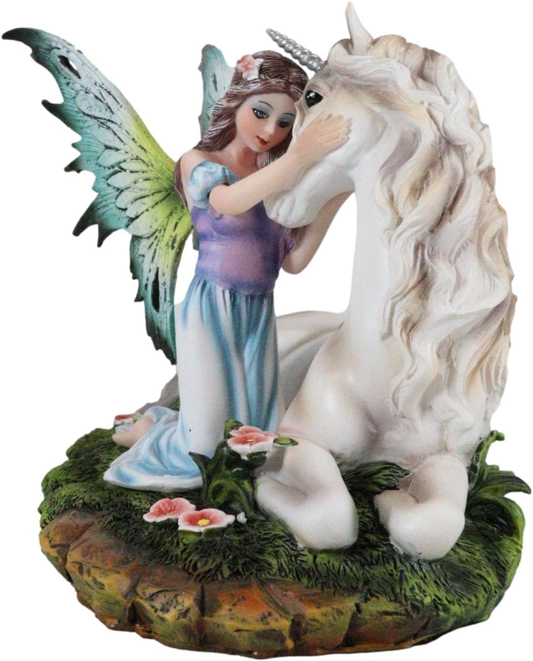 Ebros Gift Beautiful FAE Goddess Fairy Princess with Rare Eucalypse Unicorn Pet in Meadowland Glade Statue Fantasy Myths and Legends Home Decor Faerie Garden Fairies Pixie Magic Sculpture