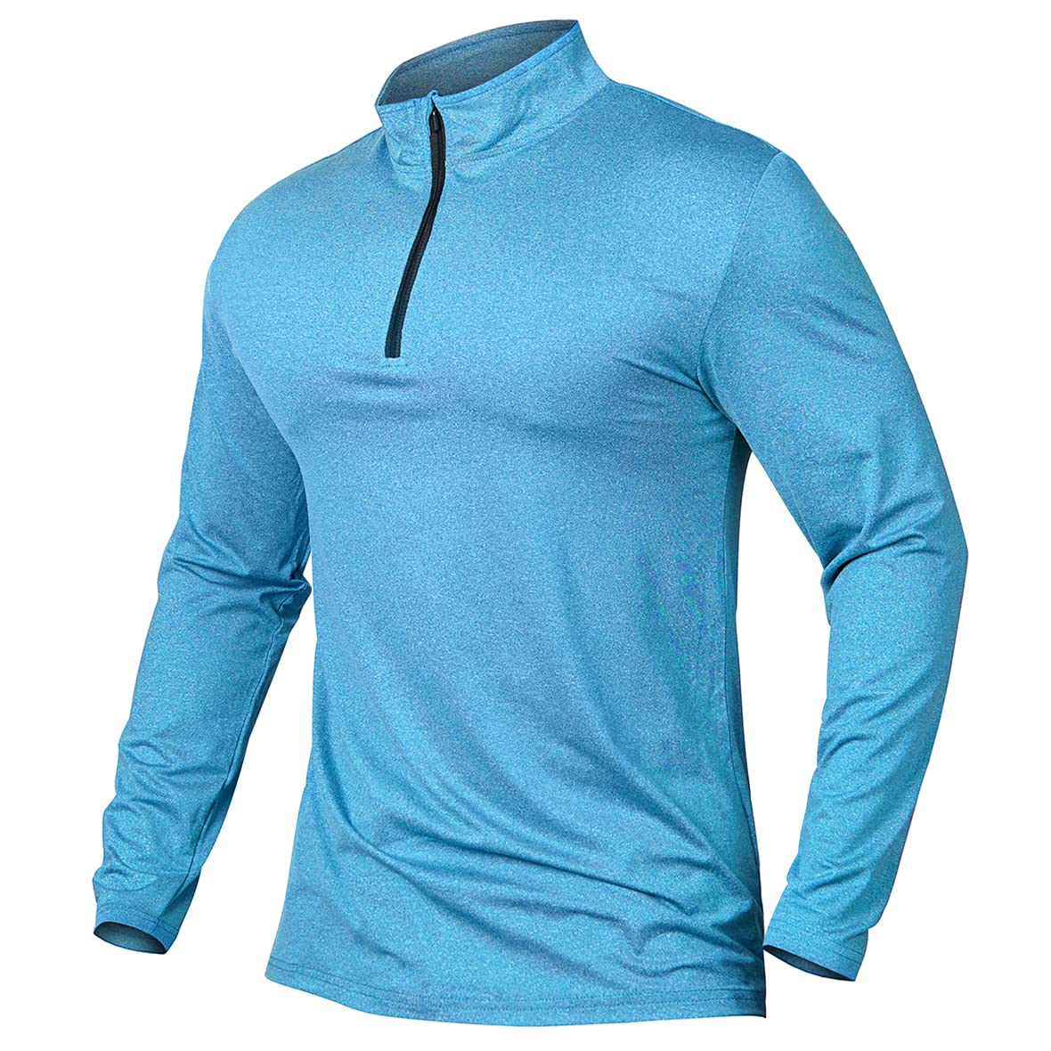 carwornic Men's Long-Sleeved Shirt Half Zip Sports Shirt Running Shirt 1/4 Zip Pullover Lightweight Breathable Gym Jogging Training Shirt with Stand-Up Collar-picture-21