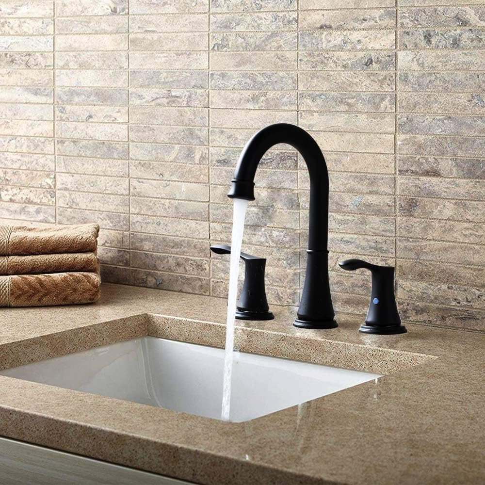 WATER'S GOOD 2-Handle Widespread Bathroom Faucet with Pop-up Drain Assembly, Matte Black Lavatory Faucet