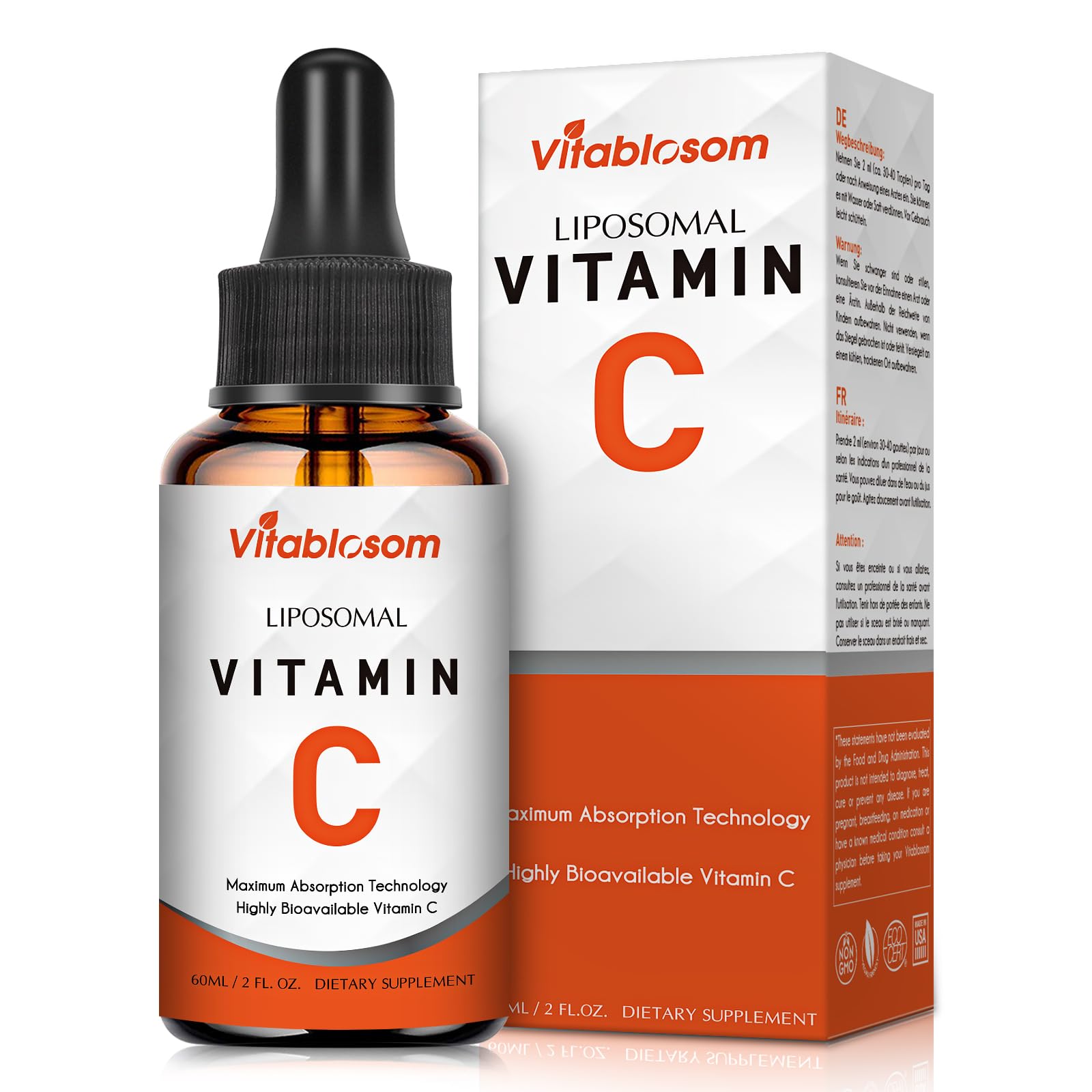 Liposomal Vitamin C 2000mg Liquid for Adults, High Absorption VIT C, Maximize Vitamin C, for Immune System & Antioxidant, 60ML (2 Bottles) — Amazon image 12