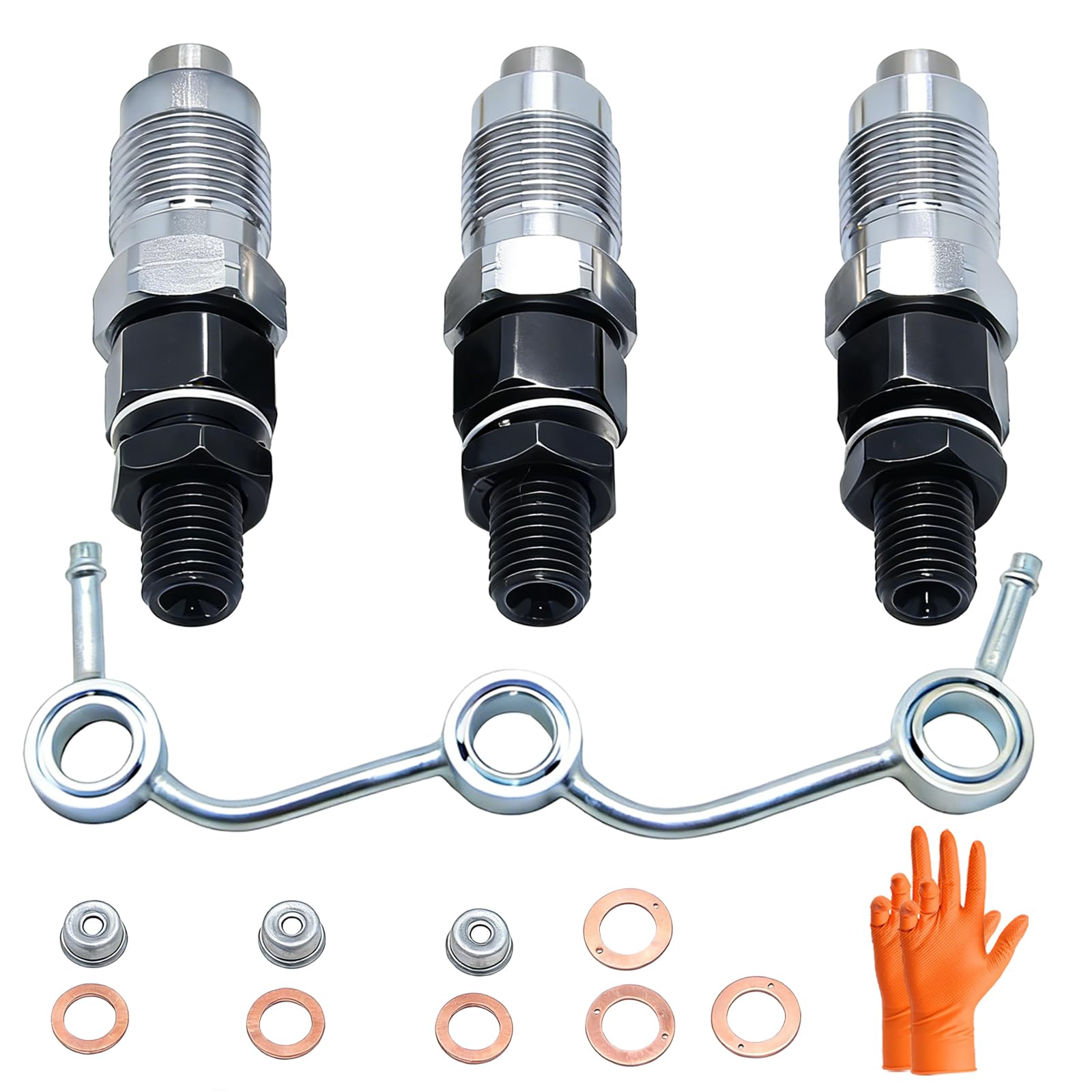 16001-53900 Fuel Injectors &amp; Fuel Return Overflow Pipe Fit for Kubota D722 D782 D902 Replaces 1600153900, 1G962-42500
