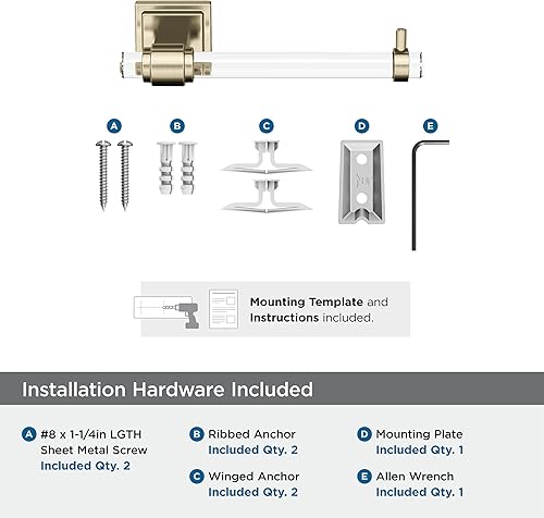 Vista 112 de Amerock BH36062CG10 - Toallero de mano Glacio de 5-7/16 pulgadas de longitud para pared de baño y cocina pequeña, accesorios de baño Transparente