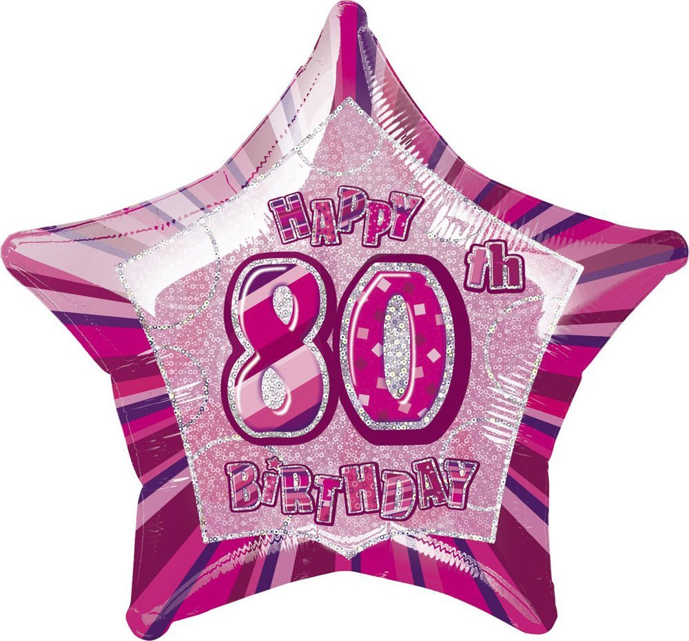Unique Party 92068 - 9ft Foil Glitz Pink Happy 80th Birthday Banner — view 192