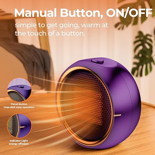 Miniatura 6 de Mini calentadores eléctricos portátiles de cerámica PTC para uso en interiores, calefacción eficiente 2S, protección contra sobrecalentamiento,
