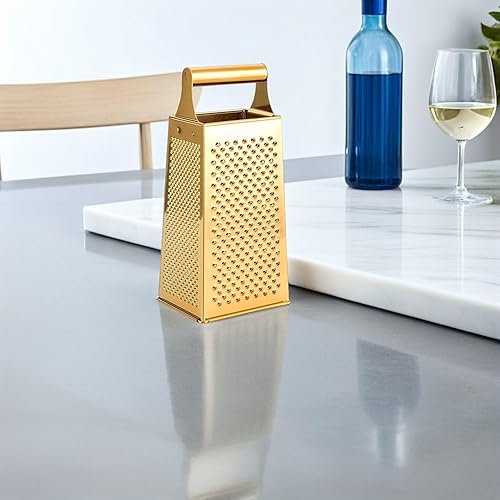 Miniatura 5 de UPKOCH Rallador de cuatro caras, caja de rallador de cocina de 4 lados, rallador Zester de acero inoxidable, rebanador de verduras, triturador de