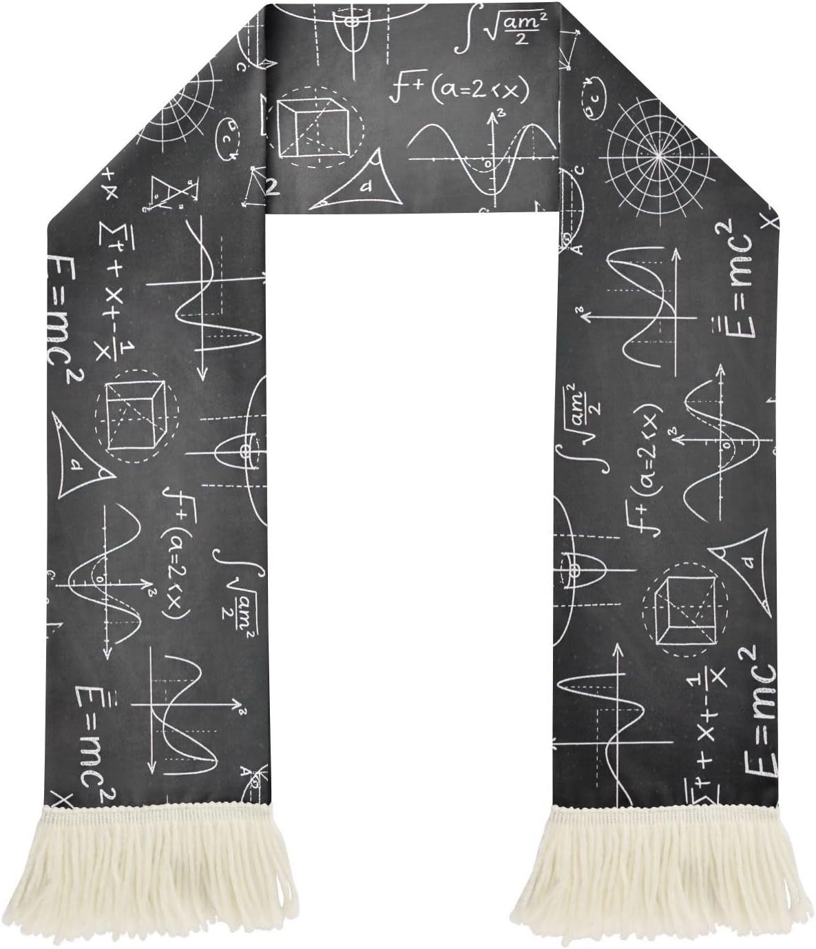 CHIFIGNO White Math Black Sports Fan Scarf, Soft Absorbent Sweat Towel Wrap for Soccer Games, Cheering Rally Accessory