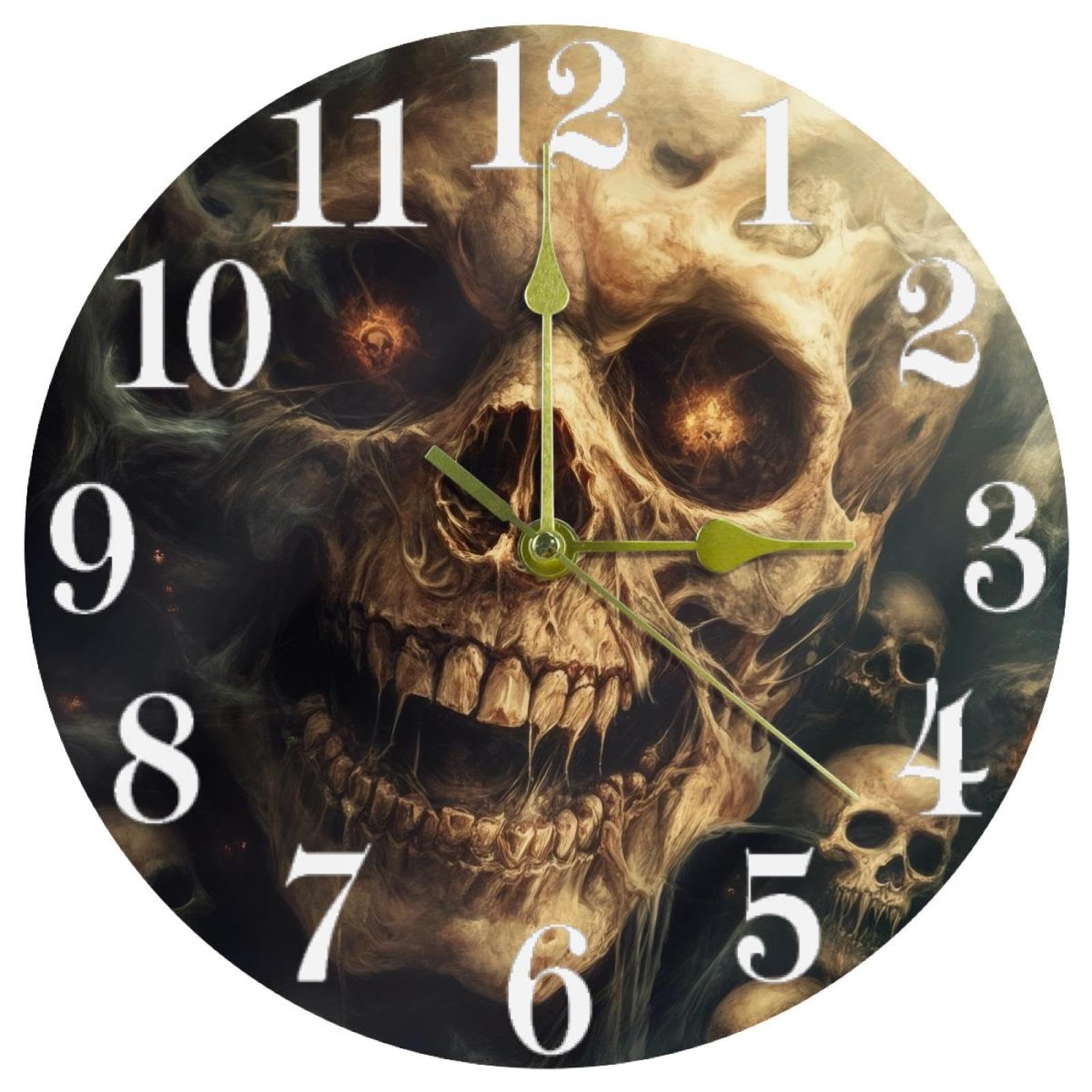 Horloge murale silencieuse quartz sans tic-tac horreur crânes pour maison cuisine bureau école