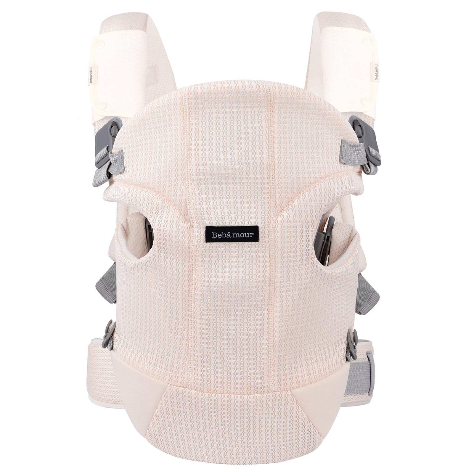 Babamur correas para bebés delanteras y traseras, correas para bebés con 2 bolsos para hombros,Beige