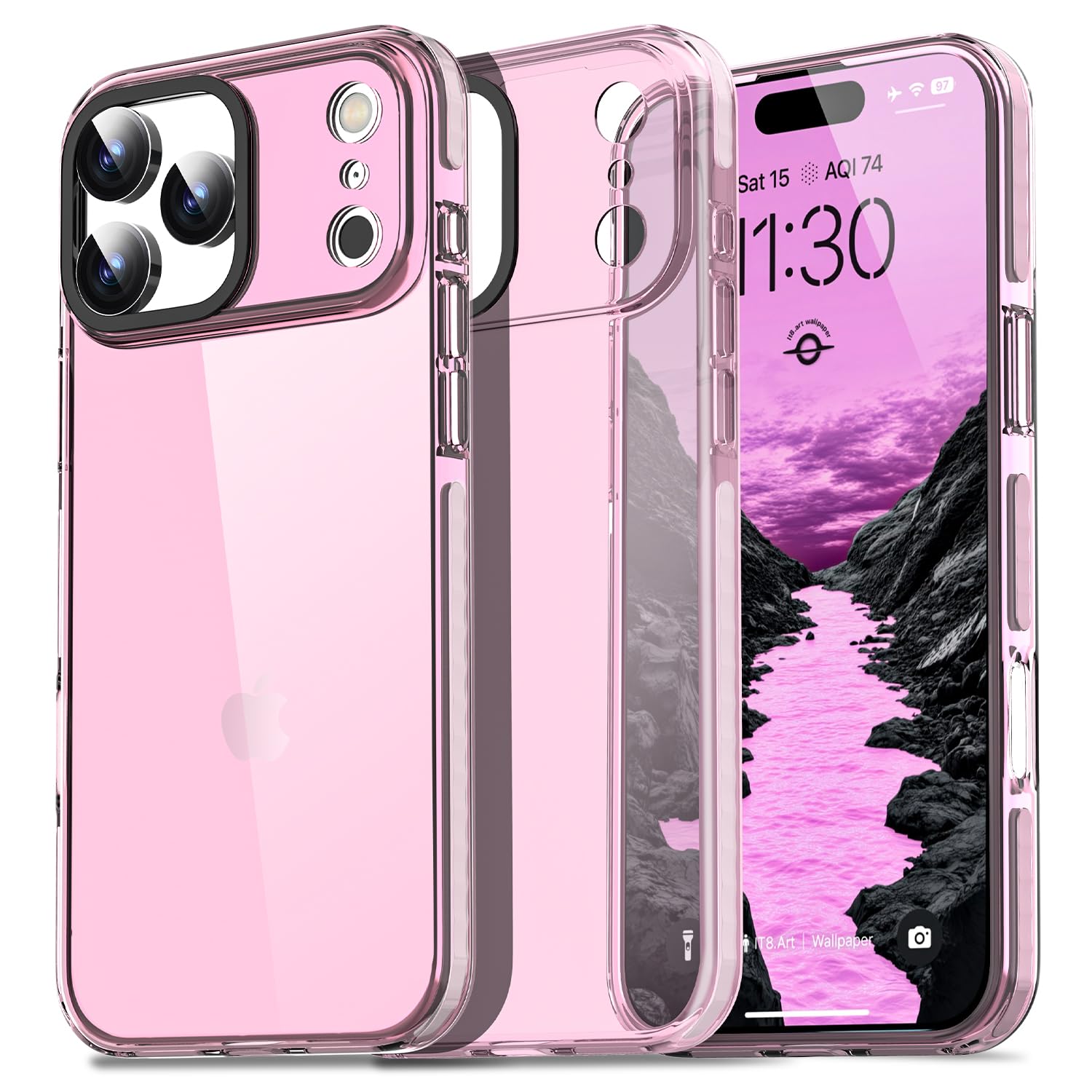 AICase Neon Pink Clear Phone Case Compatible with iPhone 17 Pro