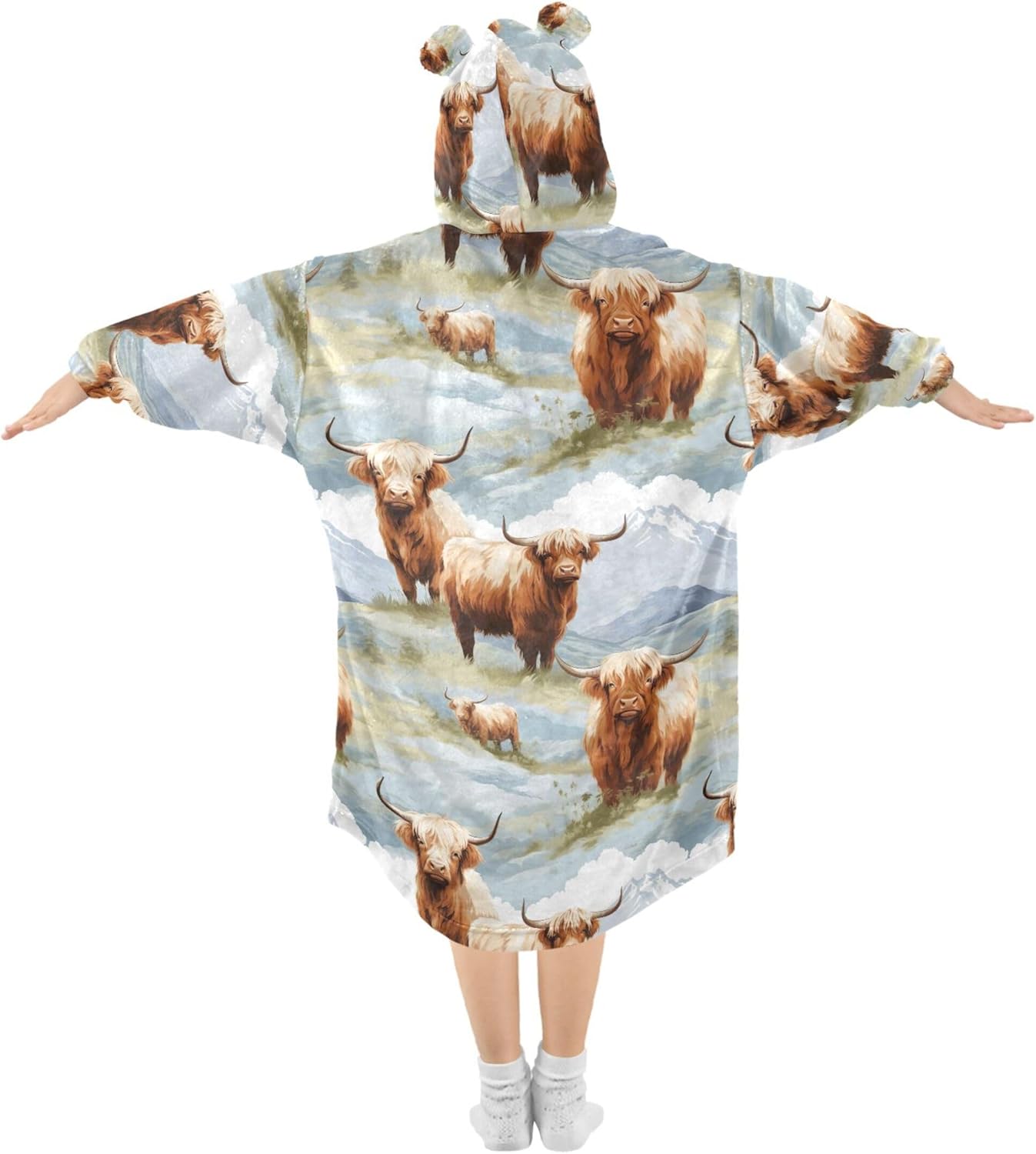 HighlCow Animal Kids Wearable Blanket Hoodie with Pocket Sleeves for Toddlers Cute Hoodies Girls Boys B0403012