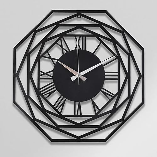 Miniatura 35 de Reloj de pared de metal de 20 pulgadas, redondo, silencioso, moderno, analógico, grande, funciona con pilas, reloj de pared para sala de estar, Negro