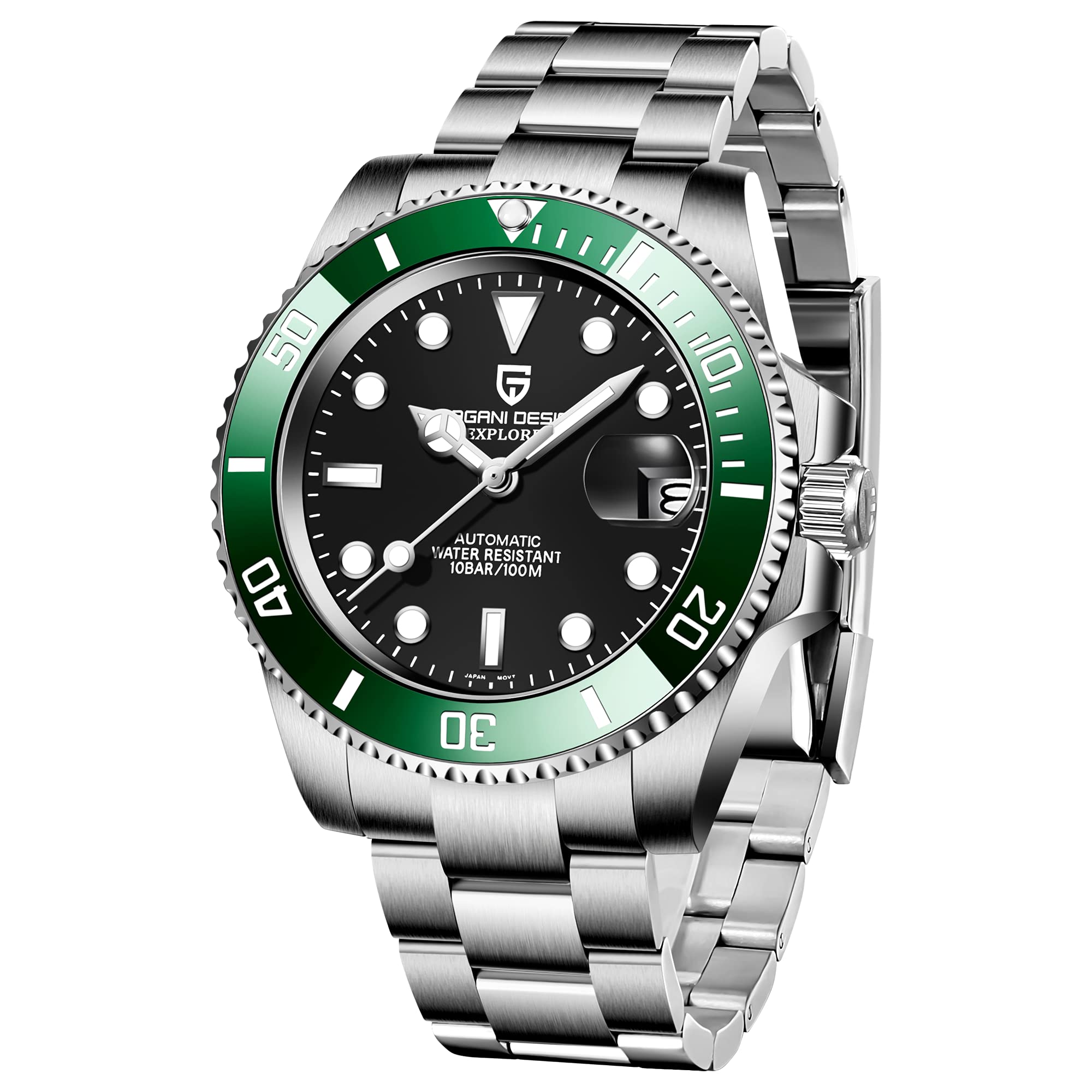 Pagani Automatic Men's Watches Mechanical Analogue 40mm Sapphire Glass Dive 100m Stainless Steel