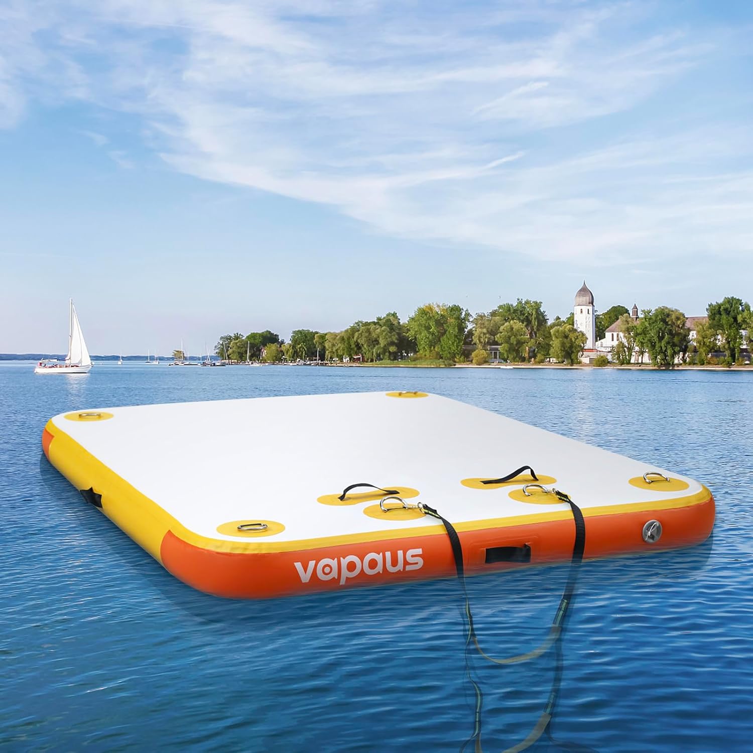 Vapaus Inflatable Floating Dock Air Dock Platform 6ft/8ft/10ft Non-Slip Inflatable Water Swim Mat Floating Island Raft for Pool Lake Beach Ocean Fishing Relaxing