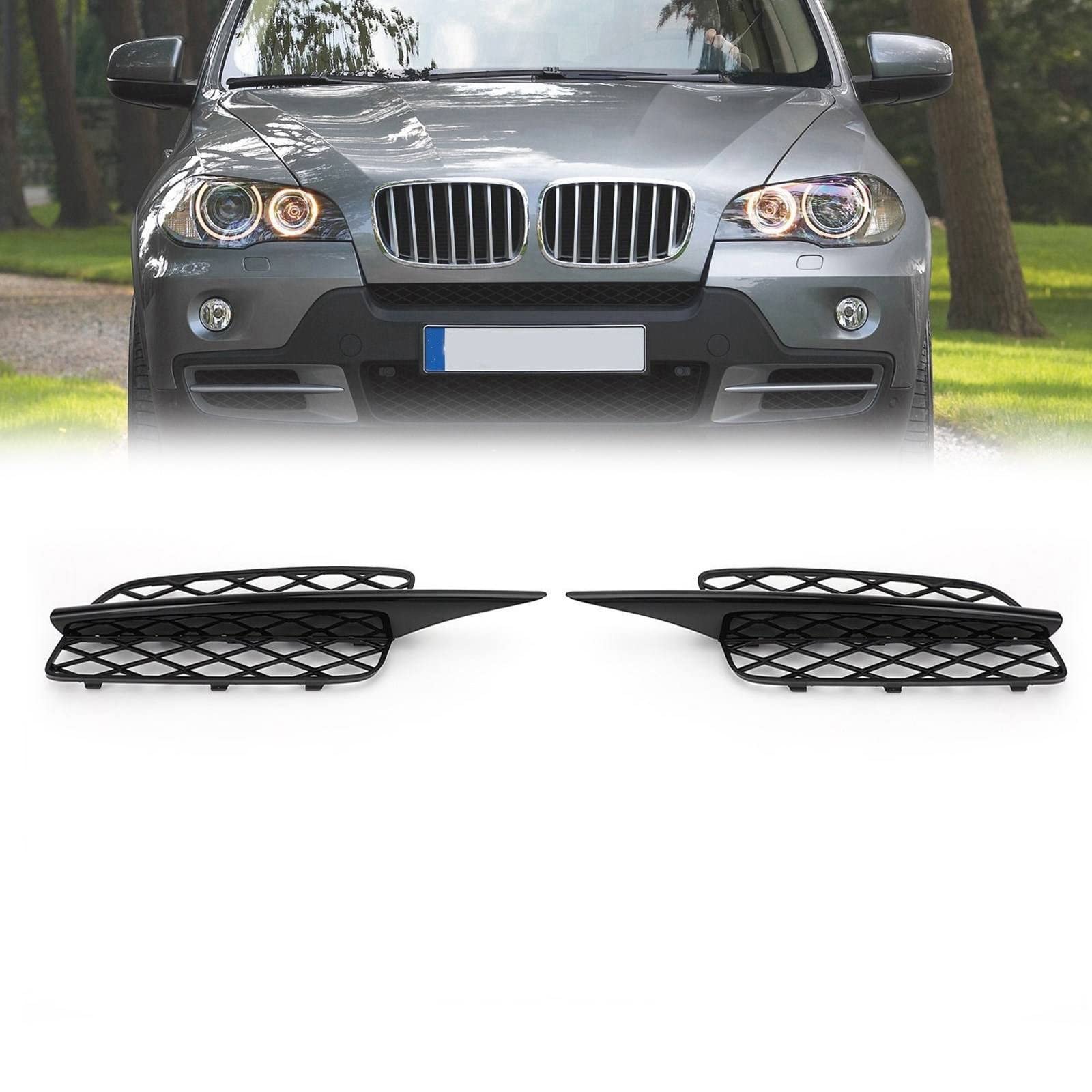 Cubiertas de rejilla inferior con acabado de precisión para parachoques de BMW X5 E70 8