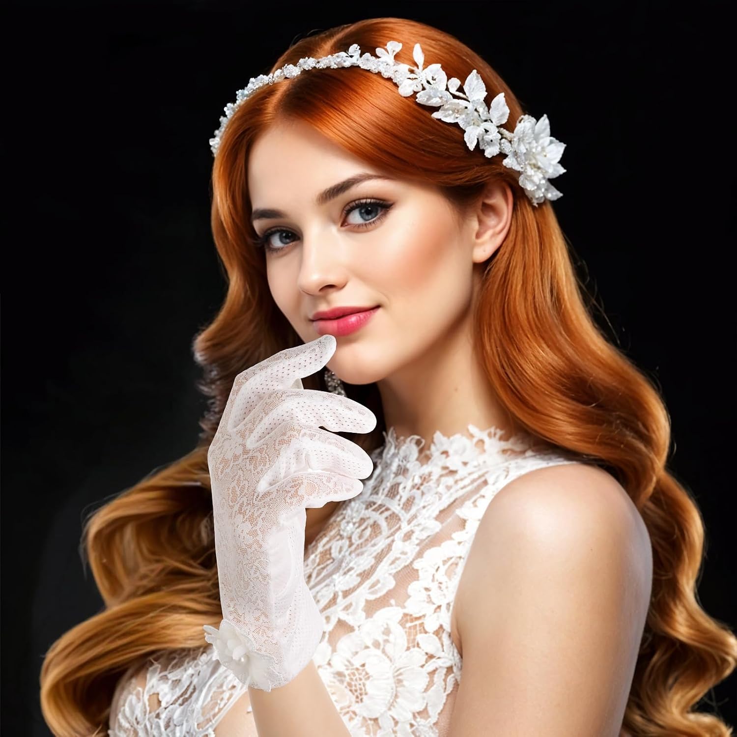 Lace Gloves for Women Tea Party Wedding Bridal Gloves Vintage Elegant Lace Glove for Opera Evening Prom Funeral