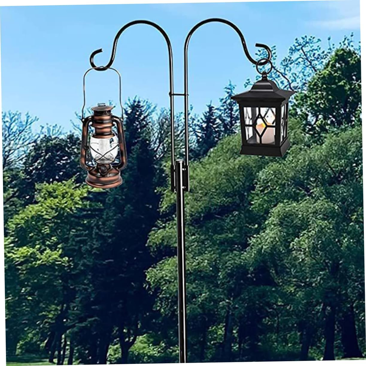 Garden Shepherd Hook Solar Lights Multi-Functional Outdoor Hanging Hook for Lanterns Bird Feeders and Flower Pots Vintage Design Height Metal Construction