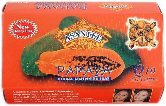 Papaya & Honey Soap with Q10, Skin Whitening, Bar Soap, 125g.